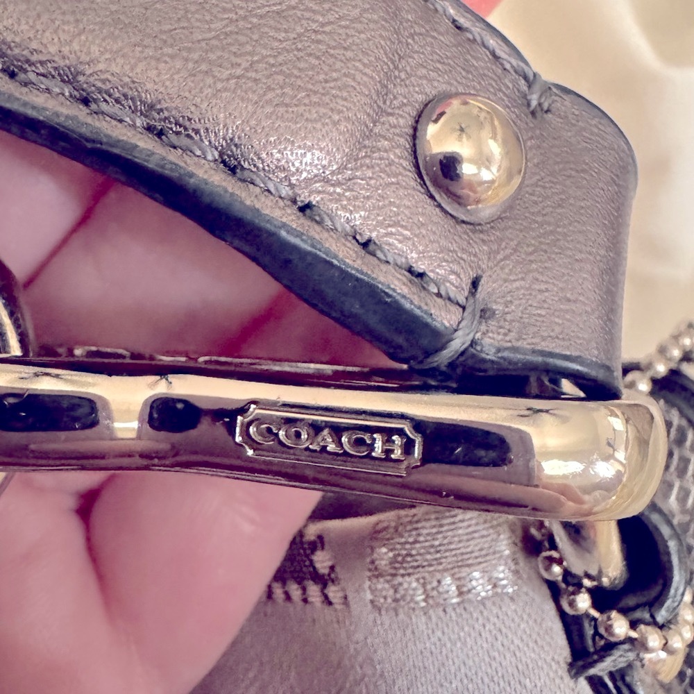 Coach Isabelle Madison silver metallic dotted Op Art Shoulder crossbody bag EUC - Picture 10 of 17